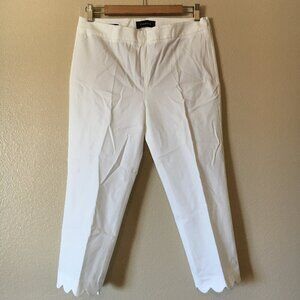 Talbots Chatham White Crop Pants 6P Scallop Hem Classic Preppy Resort Wear